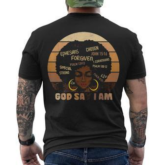 Black Girl Melanin God Says I Am Black History Month Pride Men's T-shirt Back Print - Thegiftio UK