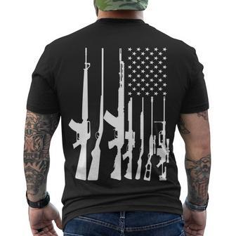 Black Gun American Flag - Rifle Weapon Firearm 2Nd Amendment Men's Crewneck Short Sleeve Back Print T-shirt - Monsterry DE