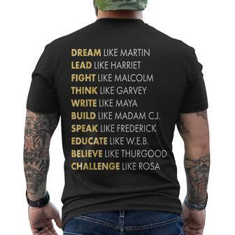 Black History Gifts Dream Like Martin Men's Crewneck Short Sleeve Back Print T-shirt - Monsterry