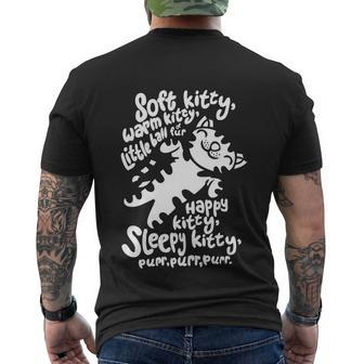 Black Soft Kitty Funny Men's Crewneck Short Sleeve Back Print T-shirt - Monsterry