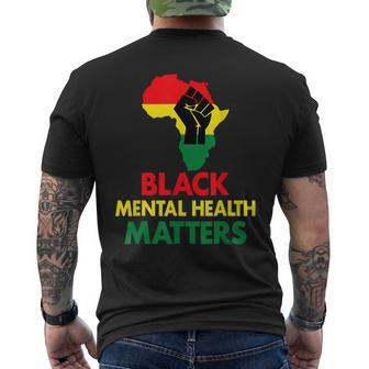 Black Mental Health African Map Mental Health Awareness Men's T-shirt Back Print - Thegiftio UK