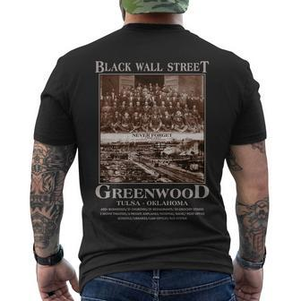 Black Wall Street Never Forget Greenwood Tulsa Oklahoma Tshirt Men's Crewneck Short Sleeve Back Print T-shirt - Monsterry