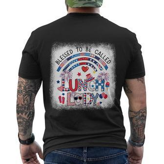 Bleached Blessed To Be Called Lunch Lady 4Th Of July Cool Gift Men's Crewneck Short Sleeve Back Print T-shirt - Monsterry