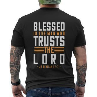 Blessed Is The Man Who Trusts The Lord Bible Verse Christian Men's T-shirt Back Print - Thegiftio UK