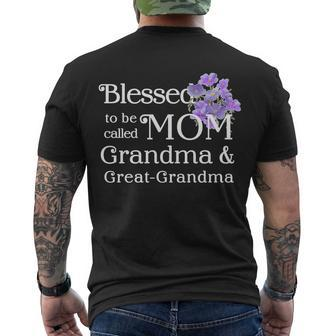Blessed To Be Called Mom Grandma & Great Grandma Men's Crewneck Short Sleeve Back Print T-shirt - Monsterry DE