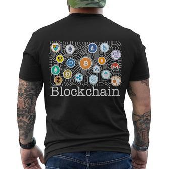 Blockchain Cryptocurrency Logos Men's Crewneck Short Sleeve Back Print T-shirt - Monsterry