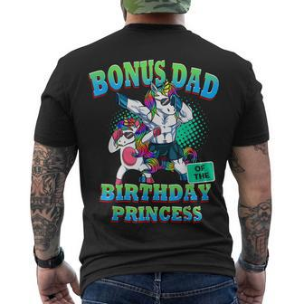 Bonus Dad Of The Birthday Princess Dabbing Unicorn Girl Men's T-shirt Back Print - Seseable