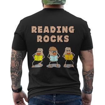 Book Reading Rocks Funny Literacy Funny Gift Men's Crewneck Short Sleeve Back Print T-shirt - Monsterry