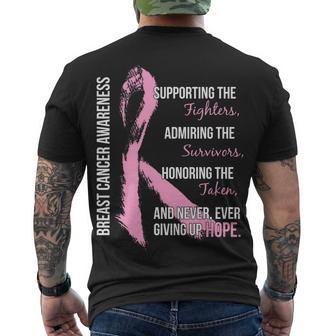 Breast Cancer Awareness Never Give Up Hope Men's Crewneck Short Sleeve Back Print T-shirt - Monsterry DE