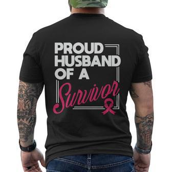 Breast Cancer Awareness Proud Husband Of A Survivor Men's Crewneck Short Sleeve Back Print T-shirt - Monsterry