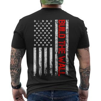 Build The Wall Distressed Flag Men's Crewneck Short Sleeve Back Print T-shirt - Monsterry AU