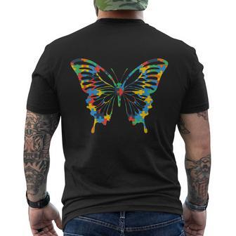 Butterfly Autism Awareness Amazing Puzzle Tshirt Men's Crewneck Short Sleeve Back Print T-shirt - Monsterry