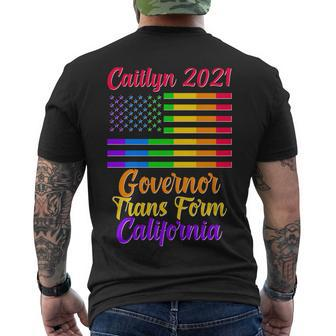 Caitlyn Jenner Governor Trans Form California Lgbt Us Flag Men's Crewneck Short Sleeve Back Print T-shirt - Monsterry AU