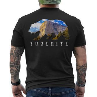 California Bear With Yosemite National Park Image Souvenir Men's T-shirt Back Print - Seseable