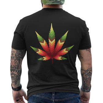 Cannabis Leaf Tshirt Men's Crewneck Short Sleeve Back Print T-shirt - Monsterry