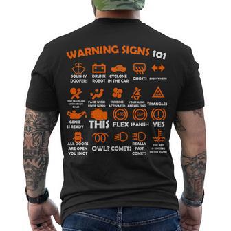 Car Warning Signs 101 Funny Tshirt Men's Crewneck Short Sleeve Back Print T-shirt - Monsterry DE