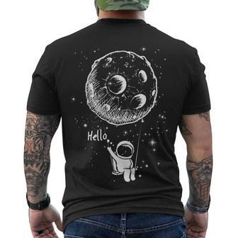 Cartoon Astronaut Moon Swing Tshirt Men's Crewneck Short Sleeve Back Print T-shirt - Monsterry UK