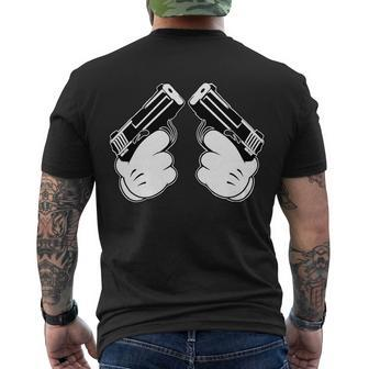 Cartoon Guns Hands Pistol Men's Crewneck Short Sleeve Back Print T-shirt - Monsterry AU