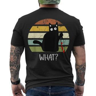 Cat What Halloween Black Cat With Knife Men's T-shirt Back Print - Seseable