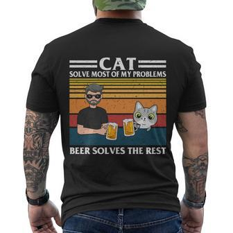 Cat Lover Beer Lover Cat Quotes Beer Quotes Cat Dad Retro Cat Men's T-shirt Back Print - Thegiftio UK