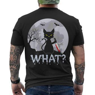Cat What Murderous Black Cat With Knife Halloween Costume V3 Men's T-shirt Back Print - Seseable