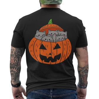 Cats In Pumpkin Carved Jack O Lantern Cat Halloween Costume Men's T-shirt Back Print - Thegiftio UK