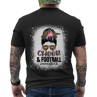 Cheer Football Cheerleading Mom Of Both Messy Bun Bleached Cool Men's T-shirt Back Print - Thegiftio UK