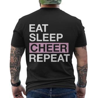 Cheering Lover Eat Sleep Cheer Repeat Cheerleader Meaningful Gift Men's Crewneck Short Sleeve Back Print T-shirt - Monsterry AU