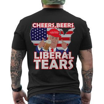 Cheers Beers Liberal Tears Pro Trump Men's Crewneck Short Sleeve Back Print T-shirt - Monsterry