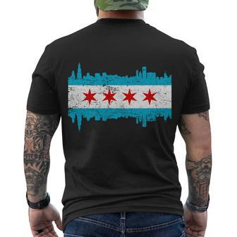 Chicago City Skyline Flag Vintage Men's Crewneck Short Sleeve Back Print T-shirt - Monsterry DE
