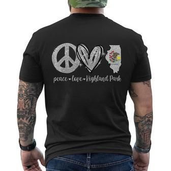 Chicago End Gun Violence Peace Love Highland Park Men's Crewneck Short Sleeve Back Print T-shirt - Monsterry UK