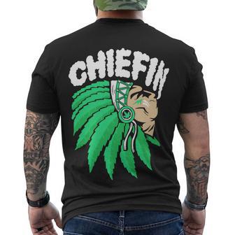 Chiefin Smoke Weed Native American Men's Crewneck Short Sleeve Back Print T-shirt - Monsterry