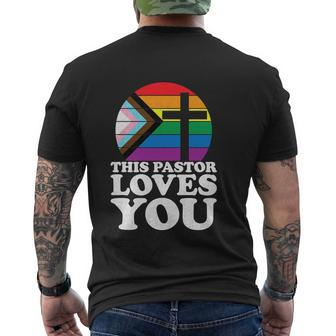 Christian Ally Inclusive Pride Clergy This Pastor Loves You Men's Crewneck Short Sleeve Back Print T-shirt - Monsterry