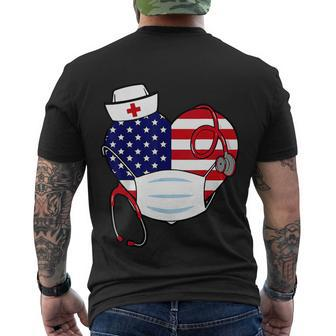 Christmas Nurse America Heart 4Th Of July Of Nurse Fun Men's Crewneck Short Sleeve Back Print T-shirt - Monsterry