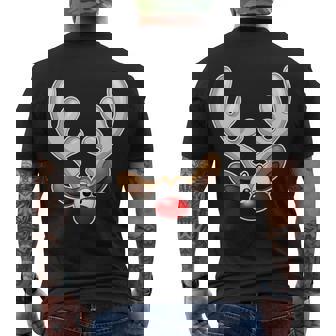 Christmas Red Nose Reindeer Face Men's T-shirt Back Print - Thegiftio