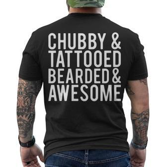 Chubby Tattooed Bearded And Awesome Men's Crewneck Short Sleeve Back Print T-shirt - Seseable