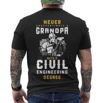 Civil Engineering Grandpa Grandfather Never Underestimate Men's T-shirt Back Print - Thegiftio UK