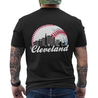 Cleveland Baseball Skyline Retro Tshirt Men's Crewneck Short Sleeve Back Print T-shirt - Monsterry CA