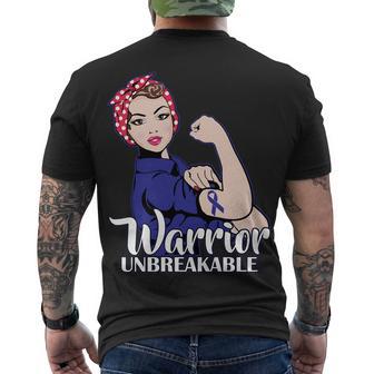 Colon Cancer Unbreakable Warrior Men's Crewneck Short Sleeve Back Print T-shirt - Monsterry