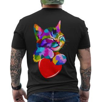 Colorful Cat Full Of Love Kitten Lovers Men's Crewneck Short Sleeve Back Print T-shirt - Monsterry CA