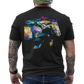 Colorful Horse Cute Geometric Horses Pop Art Style Men's T-shirt Back Print - Thegiftio UK