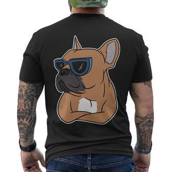Cool French Bulldog Sunglasses Men's Crewneck Short Sleeve Back Print T-shirt - Monsterry