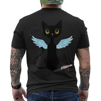 Cool Murderous Black Cat What With Knife Halloween Men's T-shirt Back Print - Seseable