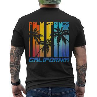 Cool Retro Palm Springs California Men's Crewneck Short Sleeve Back Print T-shirt - Monsterry CA