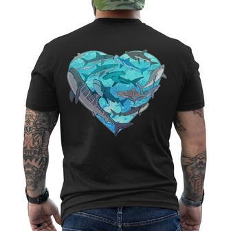 Cool Shark Love Heart Men's Crewneck Short Sleeve Back Print T-shirt - Monsterry CA