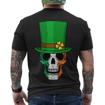 Cool St Patricks Day Irish Skull Tshirt Men's Crewneck Short Sleeve Back Print T-shirt - Monsterry