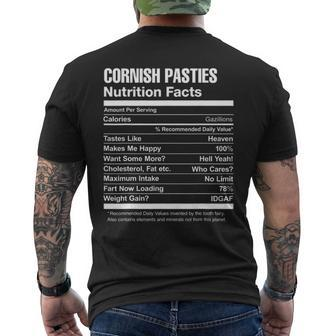 Cornish Pasties Nutrition Facts Men's Back Print T-shirt | Mazezy