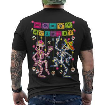 Couples Skeleton Dancing Sugar Skull Mexican Halloween Men's T-shirt Back Print - Seseable