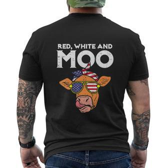 Cow Usa Flag Funny 4Th Of July Men's Crewneck Short Sleeve Back Print T-shirt - Monsterry CA