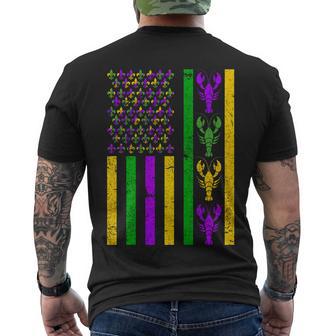 Crawfish Fleur-De-Lis Flag Mardi Gras Tshirt Men's Crewneck Short Sleeve Back Print T-shirt - Monsterry UK